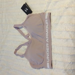 Under Armour 2X sports bra - Dusty Rose w/ white detail, cute criss cross back